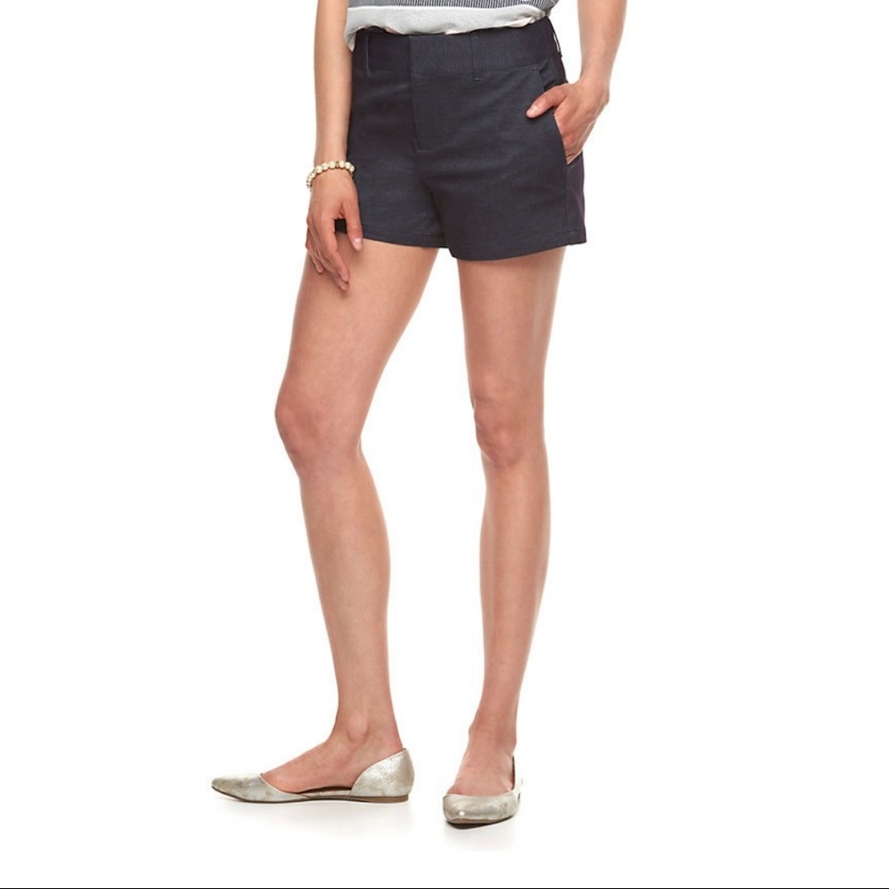Elle Navy Blue Tailored Women's Shorts - Picture 3 of 6